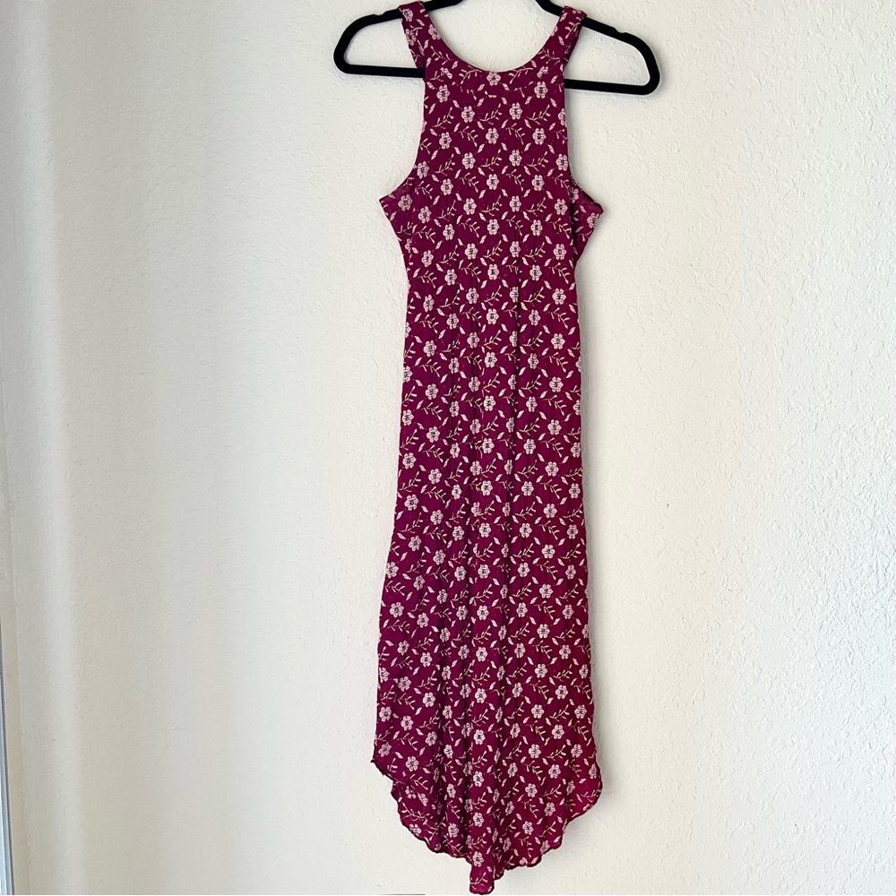 Free People Boho Floral Bodycon Stretch Crisscross Back Halter Lined Midi Dress